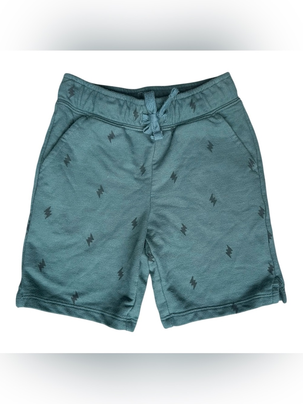 Cat & Jack 5T Boys green cotton casual lightening bolt pull on shorts